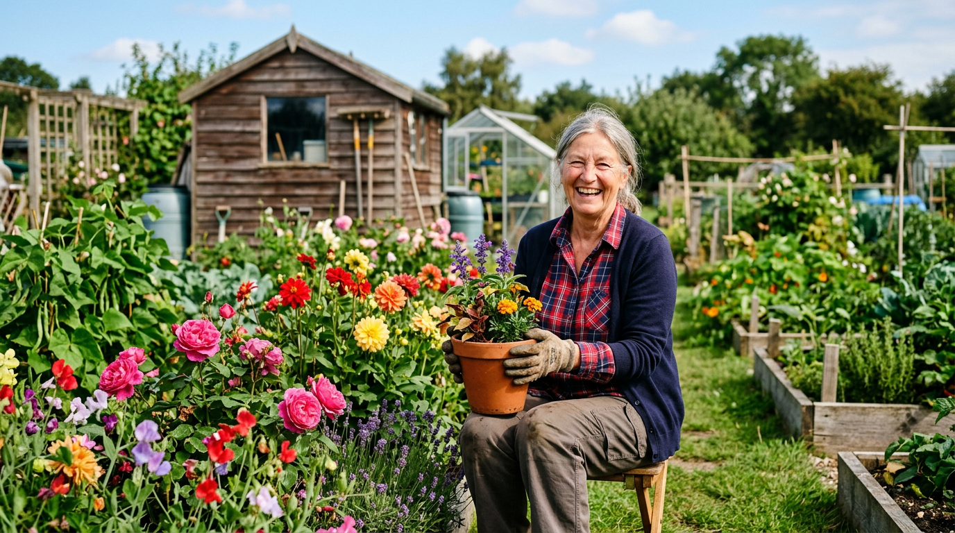 An older person enjoying time in their garden